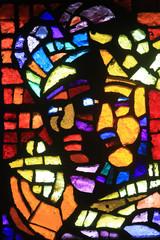 Rois mages. Vitrail de Paul Bony et d'Alexandre Cingria (1879-1945). Eglise Notre-Dame des Alpes. Magi. Stained glass by Alexandre Cingria. Notre-Dame des Alpes church....