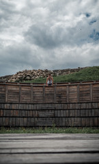 Guy standing in Arena of Fortress Doboj (Bosnia)