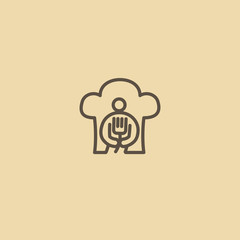 Abstract food logo icon vector design. Recipe, cooking, course, cafe, restaurant, fast food vector logo. Editable Design. Happy people with shovel for frying logo. Cooking food, menu web icon.