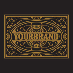 Antique label, vintage frame design, typography, retro logo template, vector
