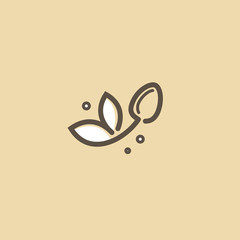 Abstract food logo icon vector design. Recipe, diet, cooking, cafe, restaurant, vegan, gmo, gluten free fresh food vector logo. Editable Design. Leaf and cutlery logo. Cooking food, menu web icon.