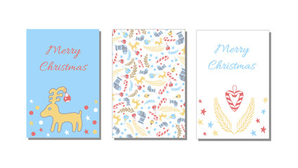 Happy New Year and Merry Christmas seamless pattern and greeting card, Background, wrapping paper.