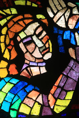 Vitrail de Paul Bony et d'Alexandre Cingria (1879-1945). Eglise Notre-Dame des Alpes. Stained glass by Alexandre Cingria. Notre-Dame des Alpes church..