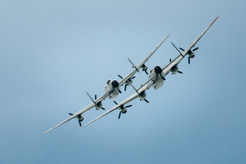 BBMF & Canadian Lancaster during an airshow in Clacton, England