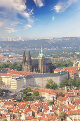 Fototapeta na wymiar Beautiful view of St. Vitus Cathedral, Prague Castle and Mala Strana in Prague, Czech Republic