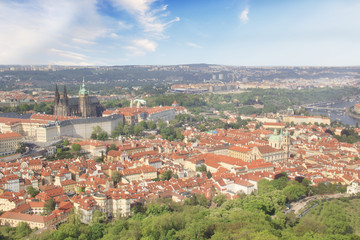 Fototapeta na wymiar Beautiful view of St. Vitus Cathedral, Prague Castle and Mala Strana in Prague, Czech Republic