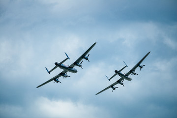 BBMF & Canadian Lancaster during an airshow in Clacton, England