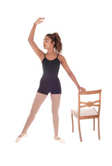 Beautiful slim woman praxis ballet and stretching