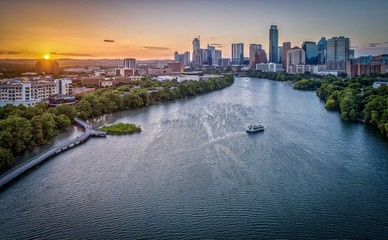 Naklejka premium Austin, Texas Skyline At Sunset 