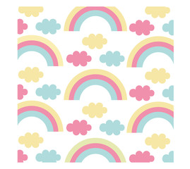 Rainbows and Clouds Background Wallpaper for Children
