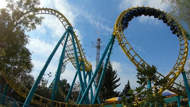 Roller coaster ride at an amusement park
