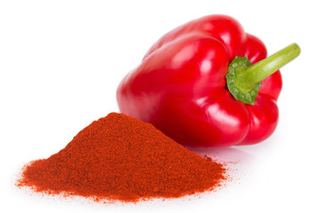 Pile of ground paprika with pepper