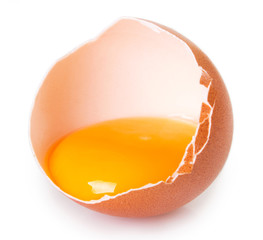 Raw egg on white background