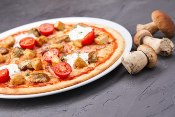 pizza with mushrooms