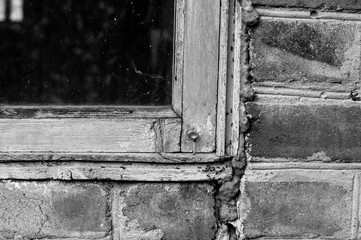 old window with cracked paint