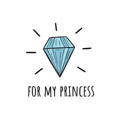 Vector illustration of a Diamond. Scandinavian motives. Cartoon background.