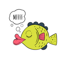 Vector illustration of a Strange fish .Scandinavian motives. Cartoon background.