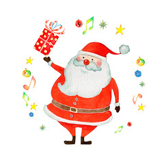 クリスマス　サンタクロース プレゼント　水彩 イラスト