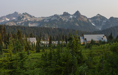 Paradise is the main visitor center in Mt Rainier National Park. It offers many trails for beautiful views of the area.