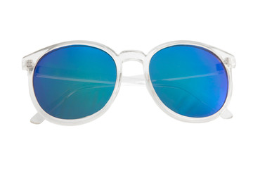 Sunglasses with Multicolor Mirror Lens isolated on white background.