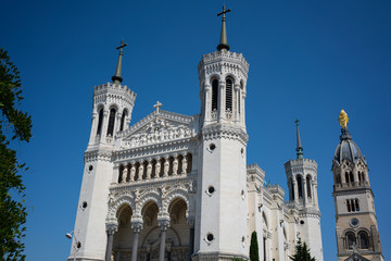 View of Basilica of Notre-Dame de Fourviere in Lyon france