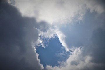 Dark and dramatic cloudy sky before thunderstorm and rain, Summer in GA USA.