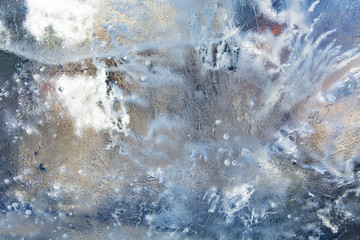 The texture of the ice. The frozen water.Winter background    