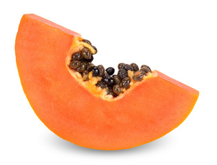 slice papaya isolated on white with clipping path