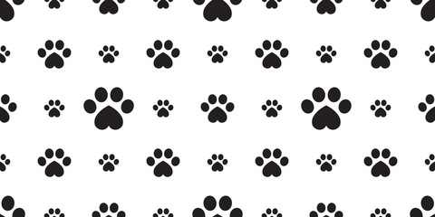 Naklejka na ściany i meble Dog Paw seamless pattern vector footprint heart valentine kitten puppy tile background repeat wallpaper isolated cartoon illustration
