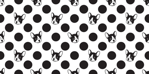 Dog seamless pattern  french bulldog vector polka dot tile background scarf isolated repeat wallpaper illustration cartoon