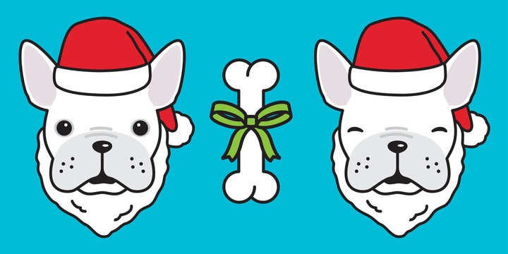 Dog vector french bulldog icon Santa claus Christmas cartoon new year illustration