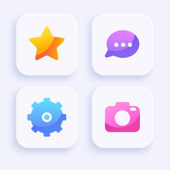 Icon Set for Mobile Interface on White Background : Vector Illustration