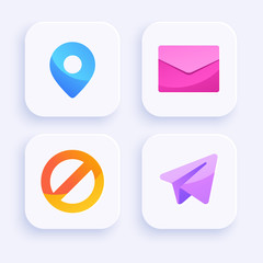 Icon Set for Mobile Interface on White Background : Vector Illustration
