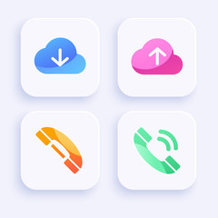 Icon Set for Mobile Interface on White Background : Vector Illustration