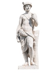 sculpture of the ancient Greek god Mercury isolate
