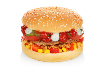 Big hamburger isolated