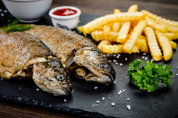 Fish dish - roast trout with vegetables