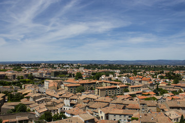 Fototapeta na wymiar City view from the fortress of Carcassonne, France
