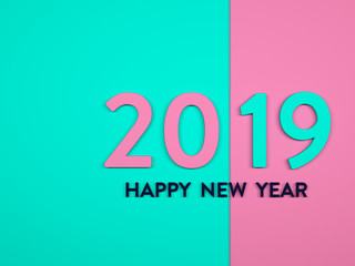New Year 2019 Creative Design Concept - 3D Rendered Image