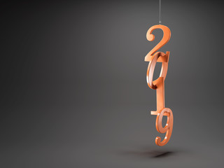 New Year 2019 Creative Design Concept - 3D Rendered Image