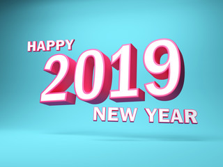New Year 2019 Creative Design Concept - 3D Rendered Image