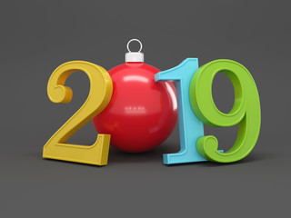 New Year 2019 Creative Design Concept - 3D Rendered Image