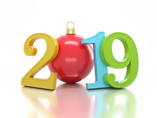 New Year 2019 Creative Design Concept - 3D Rendered Image