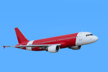 Jet Airplane on cyan sky background