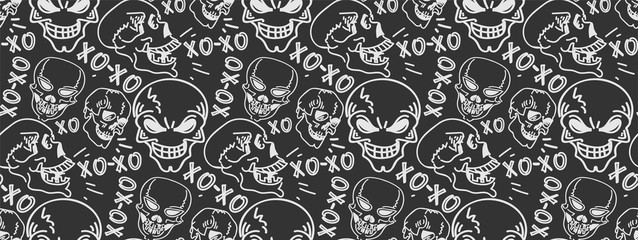 Seamless pattern with skulls.
