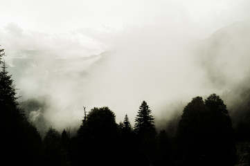 Black and white mountains