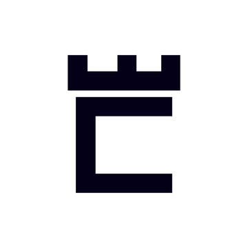 Fortress castle initial C logo template vector