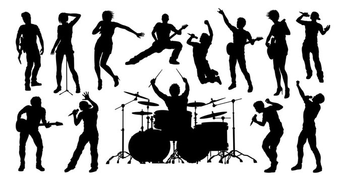 Silhouettes Rock Or Pop Band Musicians 