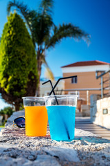 Orange and blue cocktails