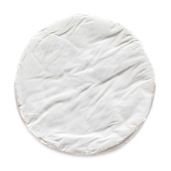 White Soft Brie Cheese. Camembert  isolated on white background, top view. .